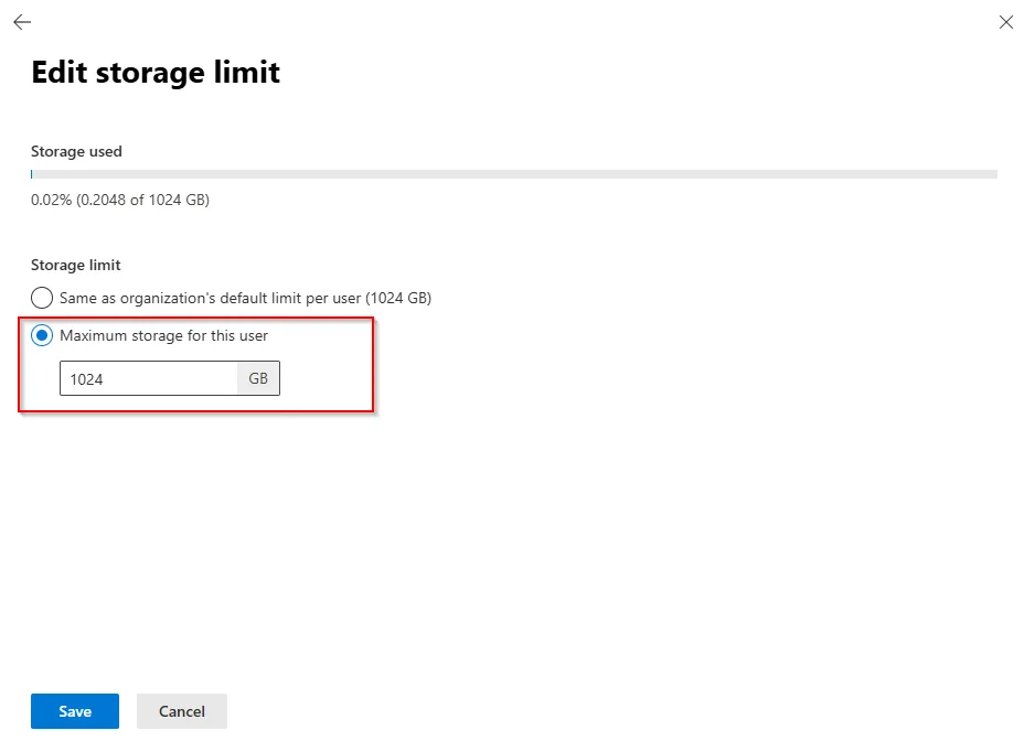Edit Storage Limit