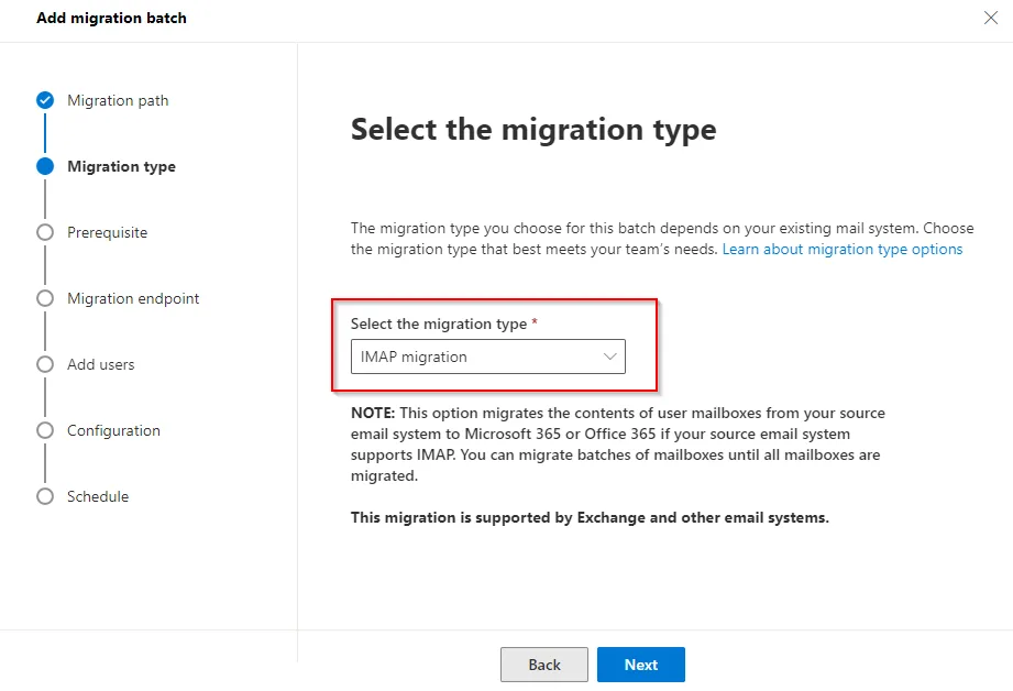 Select the Migration Type