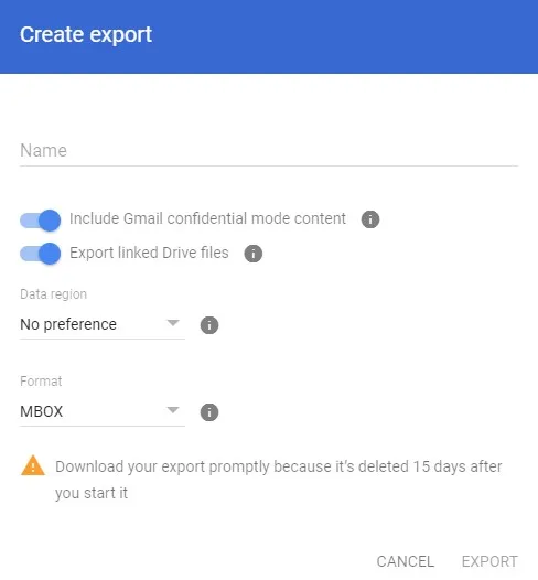 Configure Export
