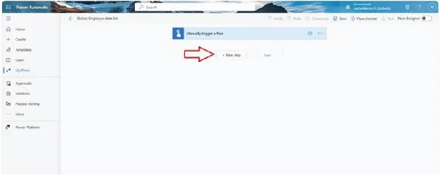 Power Automate portal New step to add your first action